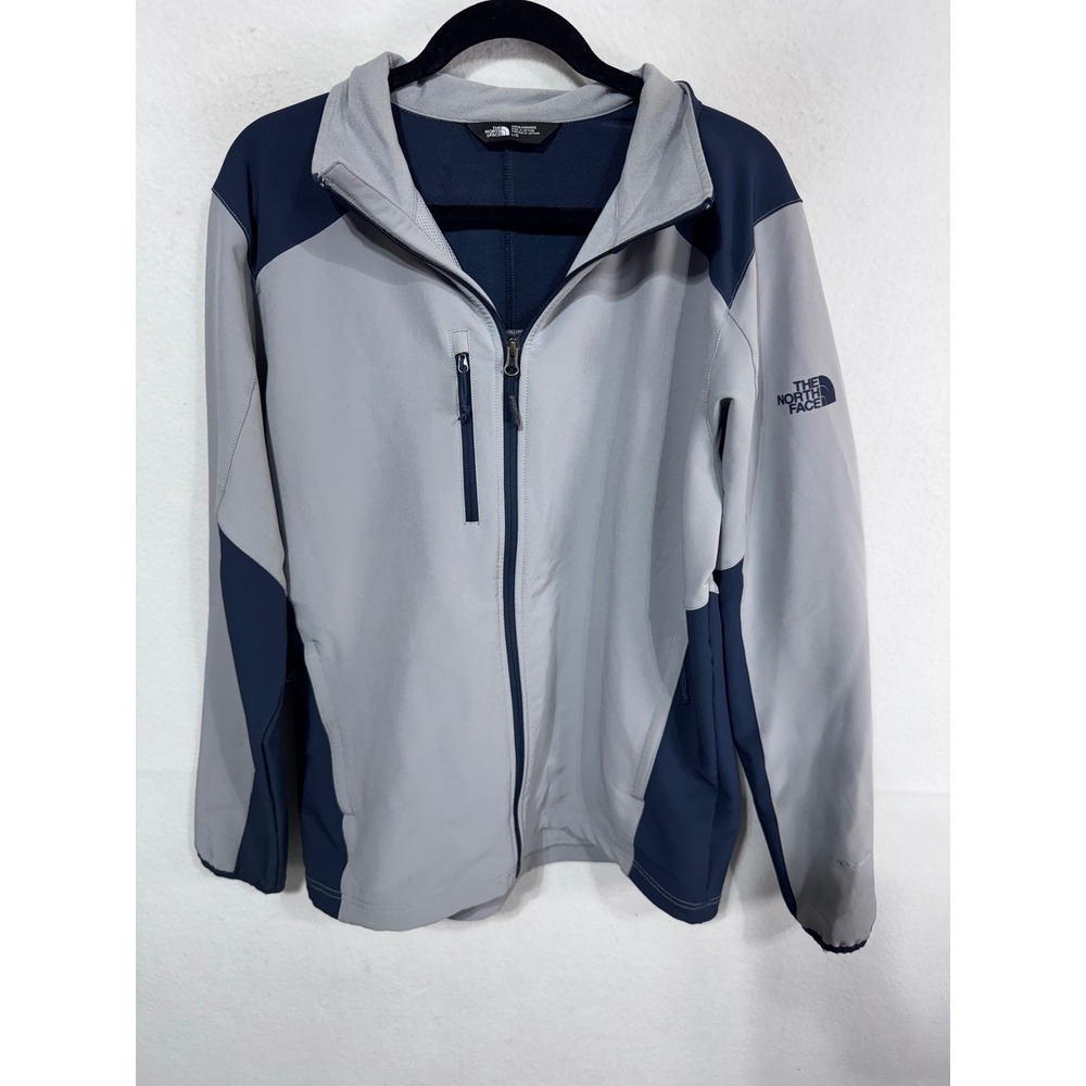 The North Face Men's Large Gray Blue Softshell Jacket Coat Windwall Full Zip